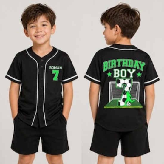 Birthday Boy Soccer Jersey Custom Name Number, Personalized Kids Soccer Outfit Set, Age 7 Birthday Shirt, Boys Sports Party Outfit Gift Idea
