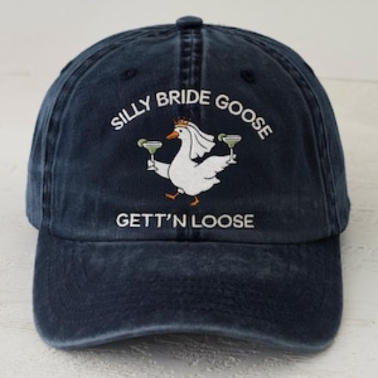 Embroidered Funny Goose Bride Piment Dyed Hat, Funny Wedding Gift, Funny Bachelorette Party Hat, Bachelorette Magrita Hat