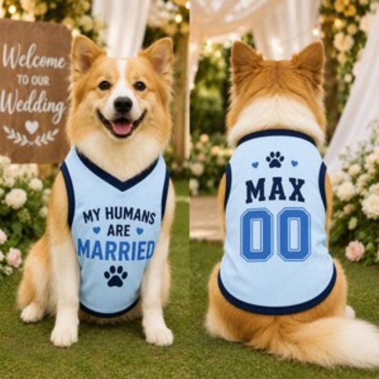 Custom Dog Wedding Jersey, Personalized Pet Shirt, My Humans Are Married Dog Outfit, Ring Bearer Dog Clothes, Wedding Pet Apparel Engagement
