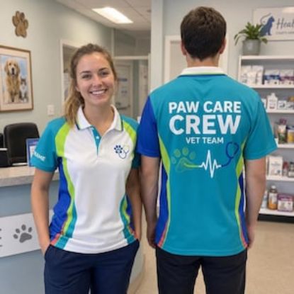 Personalized Paw Care Crew Vet Team Polo, Custom Veterinary Staff Shirt, Personalized Vet Clinic Uniform, Veterinary Nurse Polo Team Shirt