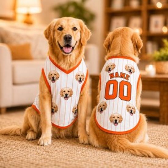 Custom Funny Pet Face Dog Shirt, Personalized Pet Jersey With Photo, Name Number Dog Cat Clothes, Personalized Funny Outfit For Cat Dog