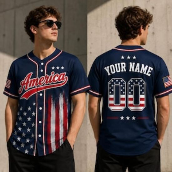 Custom America Baseball Jersey, Patriotic 250th Anniversary Shirt, Personalized Name Number Jersey, USA Flag 1776 2026, USA 250 Year Freedom