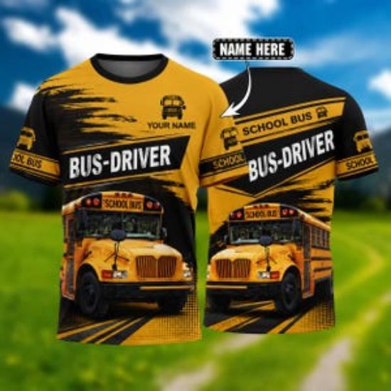 Custom Bus Driver All Over Print Shirt, Personalized School Bus Driver Tee, Bus Driver Gift, Back To School Shirt, Back To School Driver