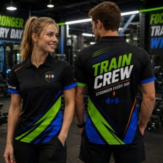 Custom Train Crew Gym Polo Shirt, Custom Fitness Team Shirt, Personalized Workout Jersey, Gym Staff Uniform, Athletic Polo Personalized