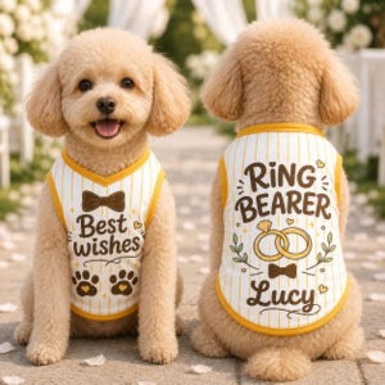 Ring Bearer Dog Shirt, Wedding Dog Outfit, Best Wishes Pet Jersey, Personalized Puppy Tuxedo, Custom Name Pet Wedding Apparel, Wedding Puppy