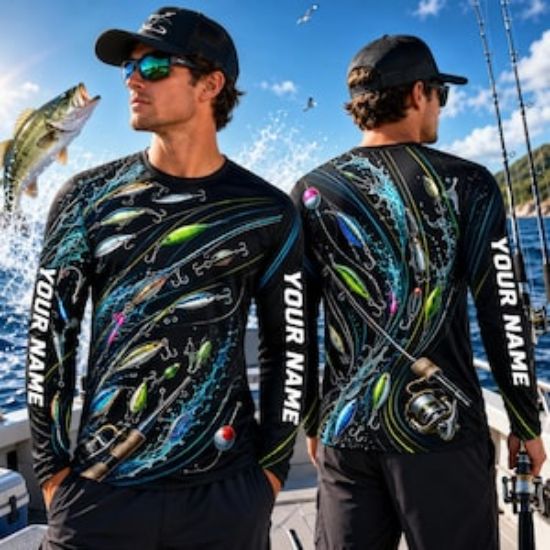 Custom Fishing Shirt, Personalized Angler T-Shirt, Fishing Lure Graphic Tee, Fisherman Gift, Custom Name Fishing Apparel, Fishing Man Dad