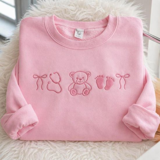 Embroidered NICU Nurse Sweatshirt, NICU Rn Coquette Bows Shirt, Neonatal Nurse, Neonatal ICU Shirt, Nurse Appreciation, Rn Nurse Shirt Gift