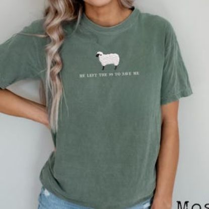 Comfort Colors Embroidered Religious T-shirt, He Left The 99 To Save Me Shirt, Christian Comfy Shirt, Bible Verse Shirt, Faith Shirt