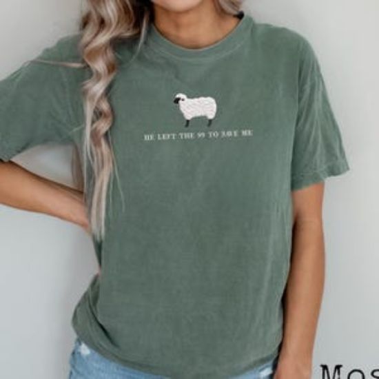 Comfort Colors Embroidered Religious T-shirt, He Left The 99 To Save Me Shirt, Christian Comfy Shirt, Bible Verse Shirt, Faith Shirt