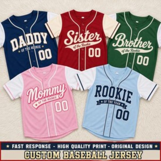 Custom Name Rookie Baseball Jersey, Personalized Rookie Jersey, Family Matching Outfits, Rookie Of Year Shirt Jersey Team, Family Matching