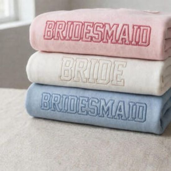 Embroidered Bride, Bridesmaid or Maid of Honor Sweatshirt, Custom Wedding Date, Personalized Bridal Party Gift, Bachelorette Crewneck Shirt