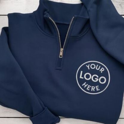 Embroidered Personalized Logo Quarter Zip Sweatshirt, Custom Business Logo Embroidery Pullover, Customized Company Logo, Custom Team Logo