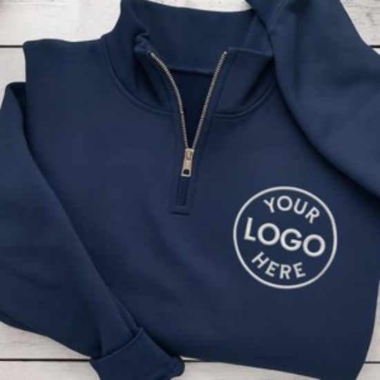 Embroidered Personalized Logo Quarter Zip Sweatshirt, Custom Business Logo Embroidery Pullover, Customized Company Logo, Custom Team Logo