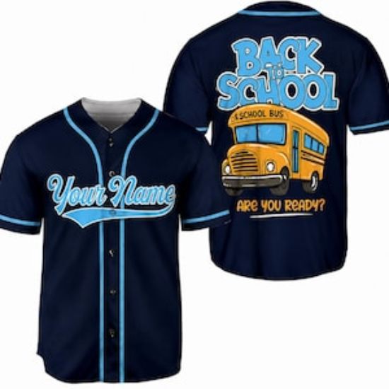 Personalized Back To School Baseball Jersey, Custom Name School Bus Shirt, Bus Driver Jersey, Teacher Student First Day Of School Outfit