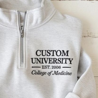 Embroidered Custom College Quarter Zip Sweatshirt, Personalized University Sweatshirt, College Sweatshirt, Custom Logo Sweatshirt