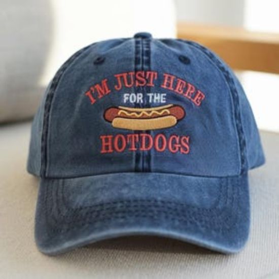 Embroidered I'm Just Here For The Hotdogs Baseball Hat, 4th of July Hat, Funny Hot Dog Hat, Retro Fourth of July Hat, Funny Hotdog Meme Hat