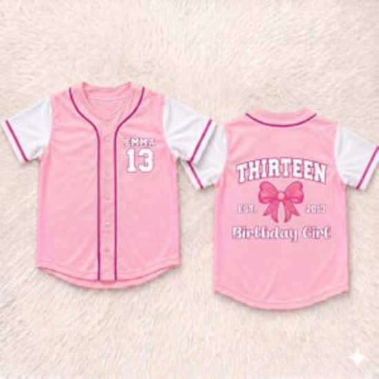 Custom Birthday Girl Baseball Jersey, Personalized Name Number Shirt, Cute Birthday Outfit, Girl Party Jersey, Birthday Girl Shirt Jersey