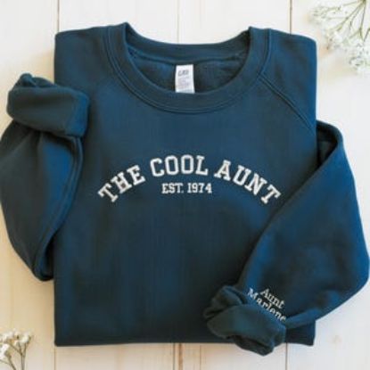 Embroidered The Cool Aunt Crewneck, Auntie Sweatshirt with Kids Names Shirt, Best Aunt Tshirt, Personalized Gift for Aunt, Auntie Sweatshirt