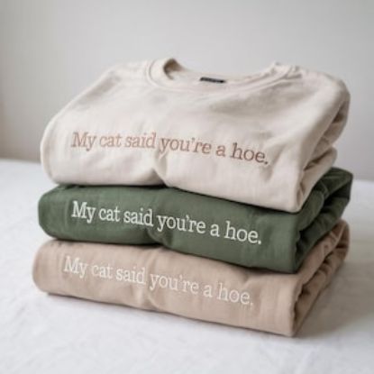Embroidered My Cat Said You're A Hoe Sweatshirt, Embroidery Funny Cat Mom Crewneck, Cat Lover Gift, Sarcastic Cat Hoodie, Funny Cat Mom