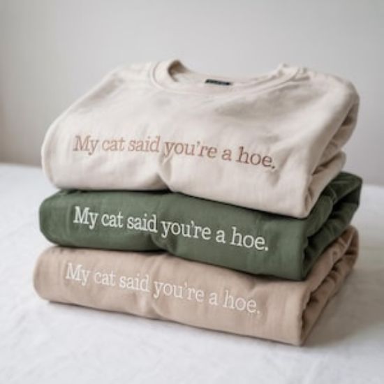 Embroidered My Cat Said You're A Hoe Sweatshirt, Embroidery Funny Cat Mom Crewneck, Cat Lover Gift, Sarcastic Cat Hoodie, Funny Cat Mom