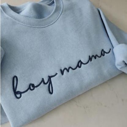 Embroidered Custom Mom Minimalist Sweatshirt, Mom Of Boy with kid name on sleeve Shirt, Hospital Gift Custom Mom, Christmas Gift For Mom