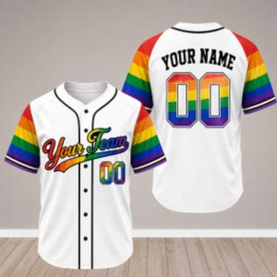 Personalized LGBT Pride Baseball Jersey Custom Name Number, Rainbow Team Shirt, LGBTQ Matching Outfit, Pride Parade Shirt Gift Idea