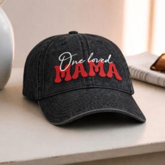 Embroidered One Loved Mama Hat, Mother's Day Gift, Mama Appreciation Gift, Custom Embroidered, Text Hat, Embroidery Logo Hat, Mom Washed Cap