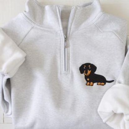 Embroidered Dachshund Quarter zip Sweatshirt, Weenie Mom Sweatshirt, Gift for Dachshund Lover, Funny Dachshund Owner Gift, Wiener Dog Mom