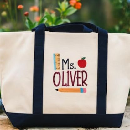 Embroidered Personalized Teacher Tote Bag, Teacher Tote Bag, Teacher Appreciation Gift, Back to School, School Gift Tote, Gift for Teacher