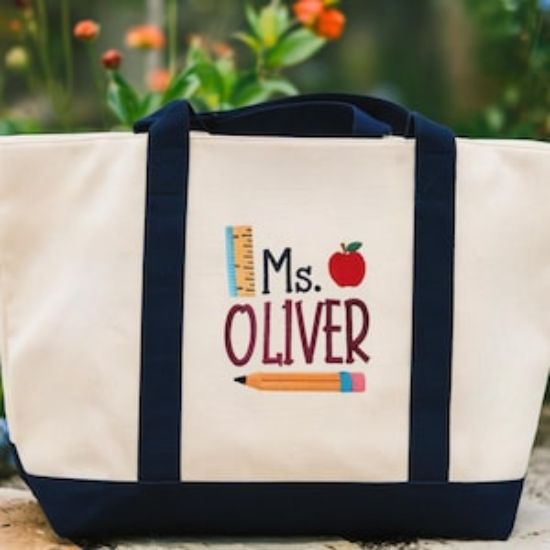 Embroidered Personalized Teacher Tote Bag, Teacher Tote Bag, Teacher Appreciation Gift, Back to School, School Gift Tote, Gift for Teacher