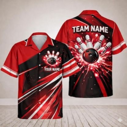 Personalized Bowling Shirt Custom Name, Retro Hawaiian Bowling Shirt, Team Matching Bowler Shirt, Bowling Lover Gift, Bowling Family Shirt