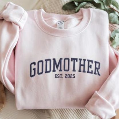 Embroidered Personalized Godmother & Godfather Sweatshirt With Godchild Name on Sleeve, Gift for Godmother Proposal, Godparents Gift