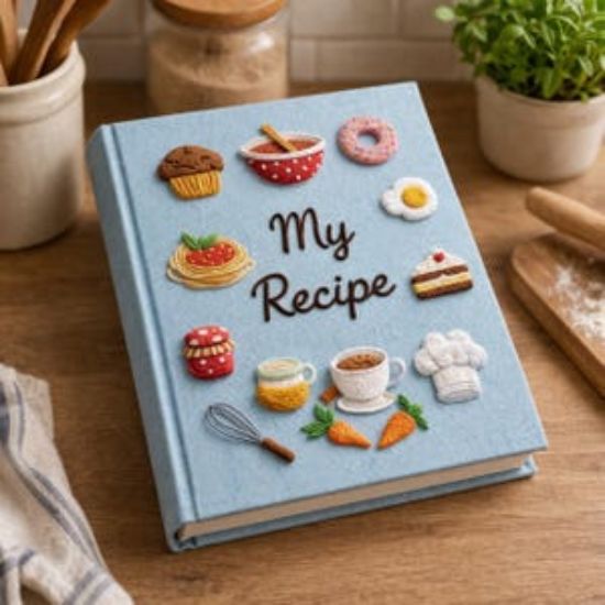 Personalized My  Recipe Notebook, My Recipes Hand Embroidered Notebook, Handmade Fabric Cover Notebook, A5 Notebook, Mother Day Housewife