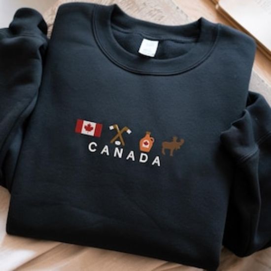 Embroidered Canada Sweatshirt, Canada Day Crewneck, Canadian Pride Canada Flag Shirt, Hockey Canada Hoodie, Holiday Gift, Gift For Canadians
