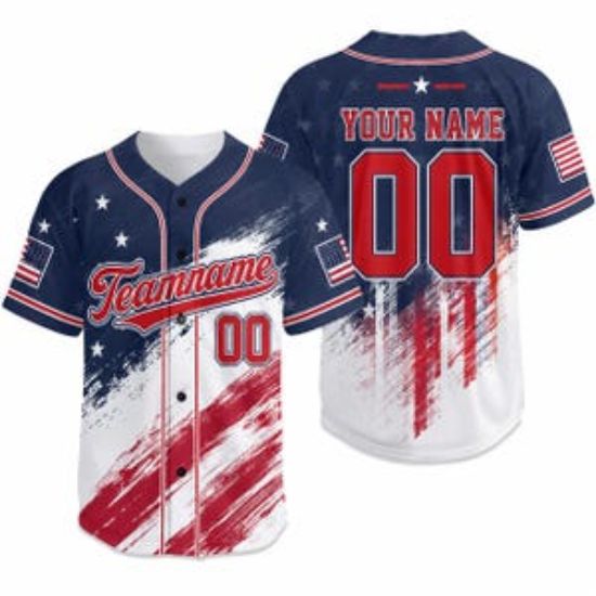Personalized USA Baseball Jersey, Custom Patriotic 250 Years Team Shirt, American Flag Sports Jersey, 4th Of July Custom Name Number Jersey