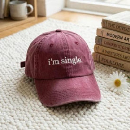 Custom I'm Single Embroidered Baseball Cap For Men And Women, Adjustable Vintage Washed Cotton Dad Hat With Funny Dating Message Cap Washed