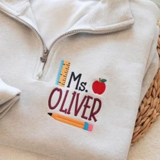 Embroidered Personalized Teacher Name Quarter-zip Sweatshirt, Back To School Shirt, Gift Suggestions For Teachers Day, Custom Teacher Gift