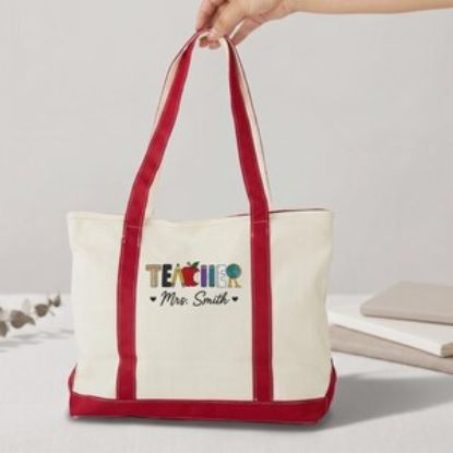 Embroidered Personalized Teacher Tote Bag,Custom Teacher Tote Bag, Teacher Appreciation Gift, Back to School, School Gift Tote, Gift Teacher
