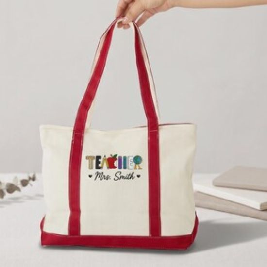 Embroidered Personalized Teacher Tote Bag,Custom Teacher Tote Bag, Teacher Appreciation Gift, Back to School, School Gift Tote, Gift Teacher