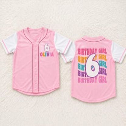 Personalized Birthday Girl Baseball Jersey, Custom Name Birthday Shirt for Girls, Cute Kids Baseball Birthday Party Outfit Gift Toddler