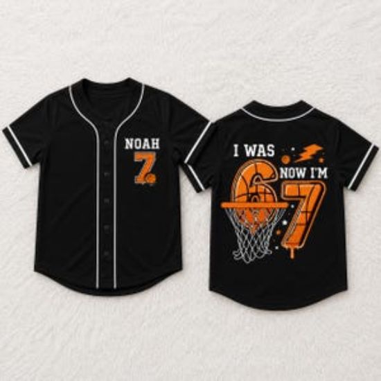I Was 6 Now I’m 7 Basketball Jersey Shirt, Basketball Birthday Shirt for Boys, 7th Birthday Boy Gift, Custom Sports Birthday Boy Jersey