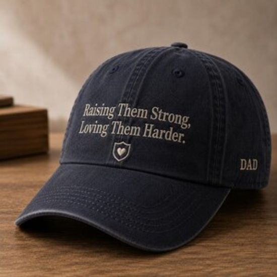 Raising Them Strong Loving Them Harder Hat, Embroidered Dad Cap, Father’s Day Gift, Inspirational Dad Baseball Hat, Gift for Father