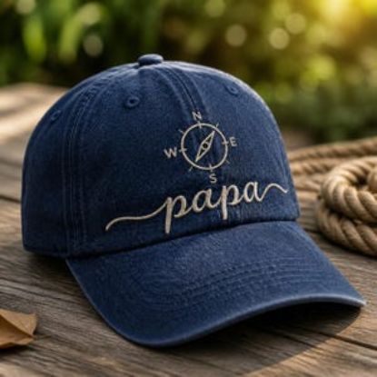 Papa Compass Embroidered Baseball Cap, Adventure Dad Hat, Father's Day Gift