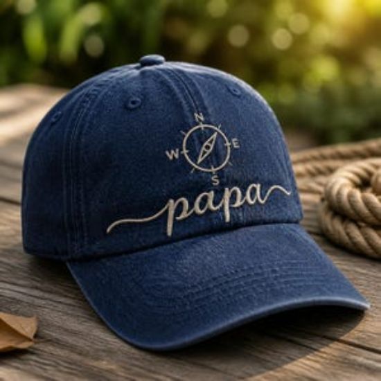 Papa Compass Embroidered Baseball Cap, Adventure Dad Hat, Father's Day Gift