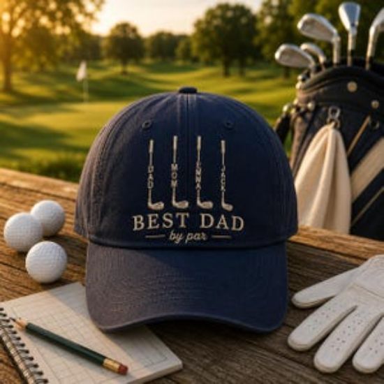 Personalized Golf Dad Hat, Custom Family Names, Embroidered Golf Gift, Father Day Gift
