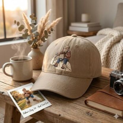 Custom Photo Embroidered Dad Hat, Personalized Keepsake Cap, Father's Day Gift