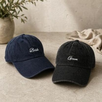 Personalized Cotton Bride Hat Custom Text Embroidered cap Bridal Party Gift Camp Bachelorette Cap, Custom Bride Groom Side Embroidered Hat