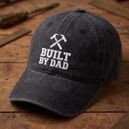 Built By Dad Hat, Washed Embroidered Dad Cap, Fathers Day Gift for Dad, Funny Dad Hat, Gift for Husband, New Dad Gift, Carpenter Dad Hat