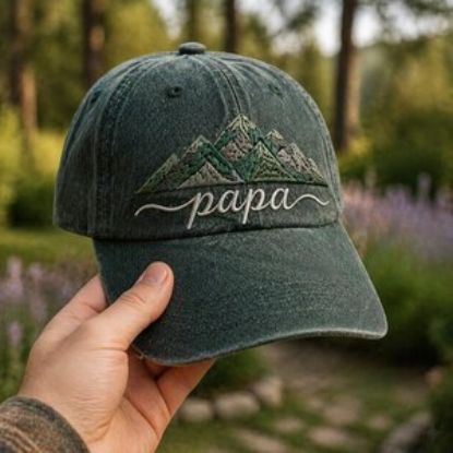 Embroidered Papa Mountain Baseball Cap, Adventure Dad Hat, Outdoor Keepsake