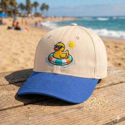 Embroidered Duck Trucker Hat, Cute Summer Pool Beach Vacation Cap